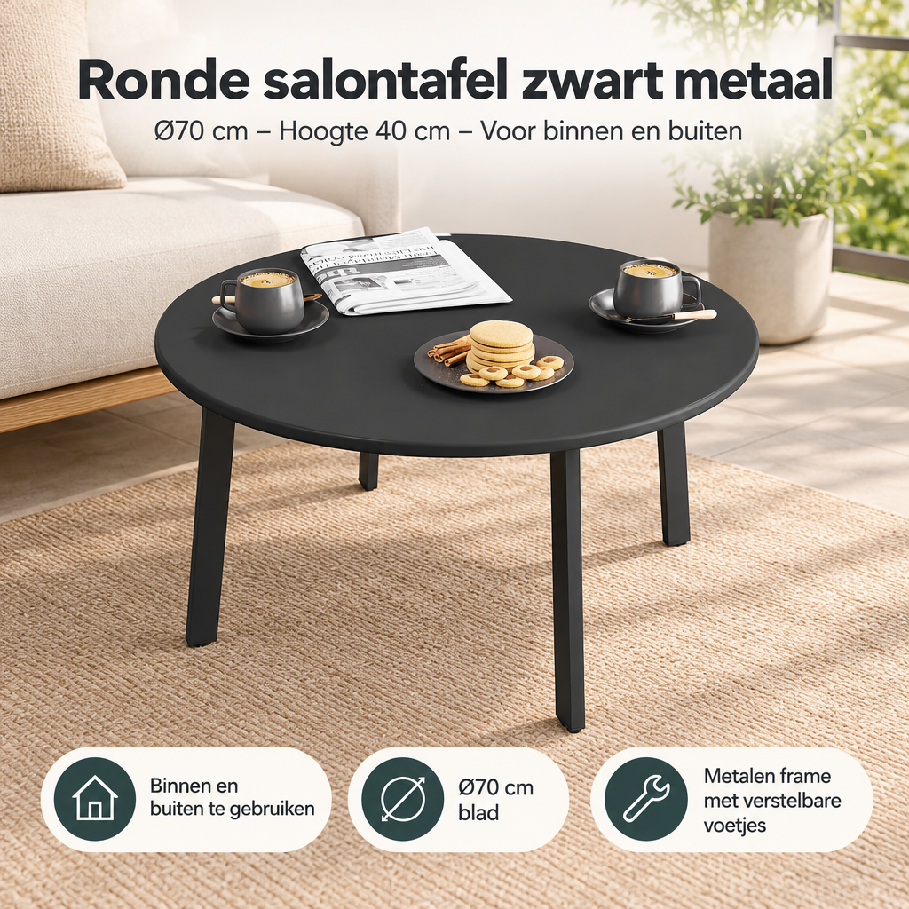 Praktische toepassing en keuzehulp voor ronde salontafel zwart metaal