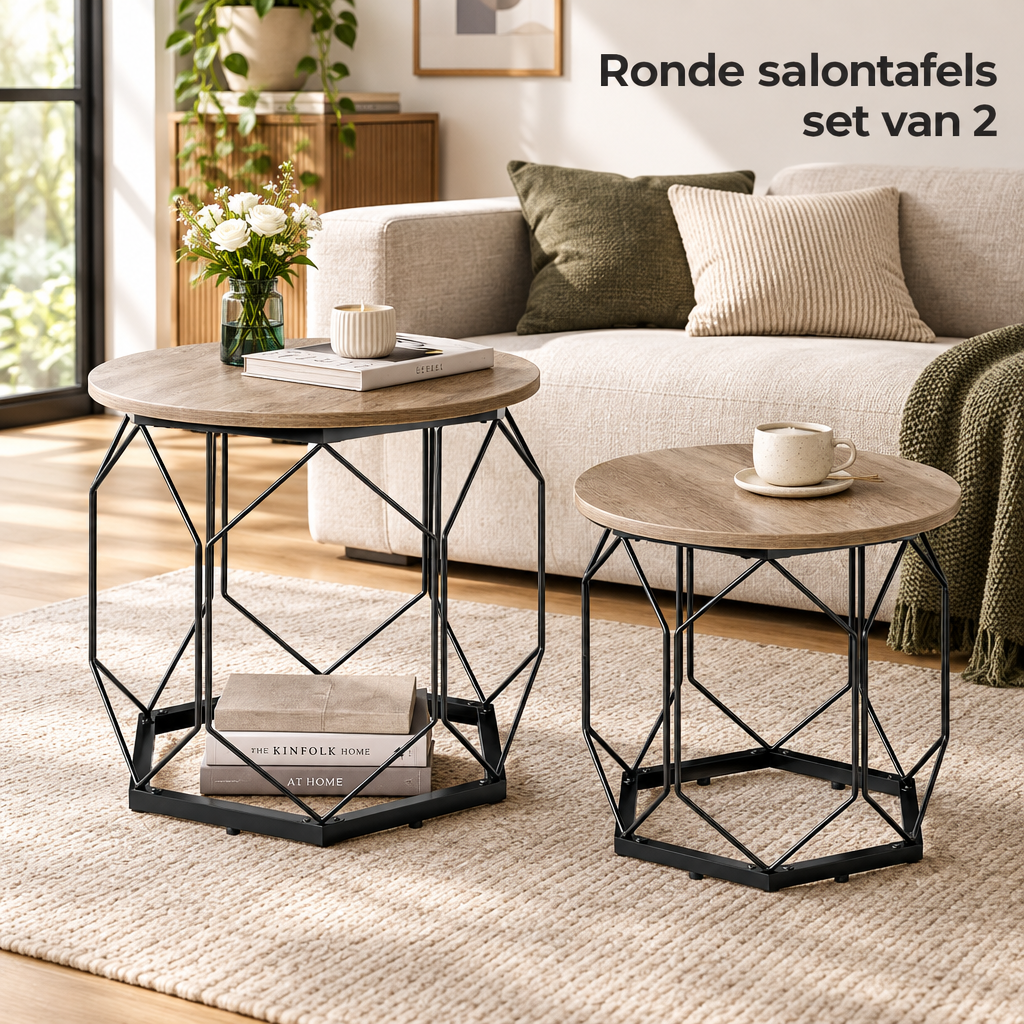 ronde salontafels set van 2 in gebruik in een passende praktijksituatie