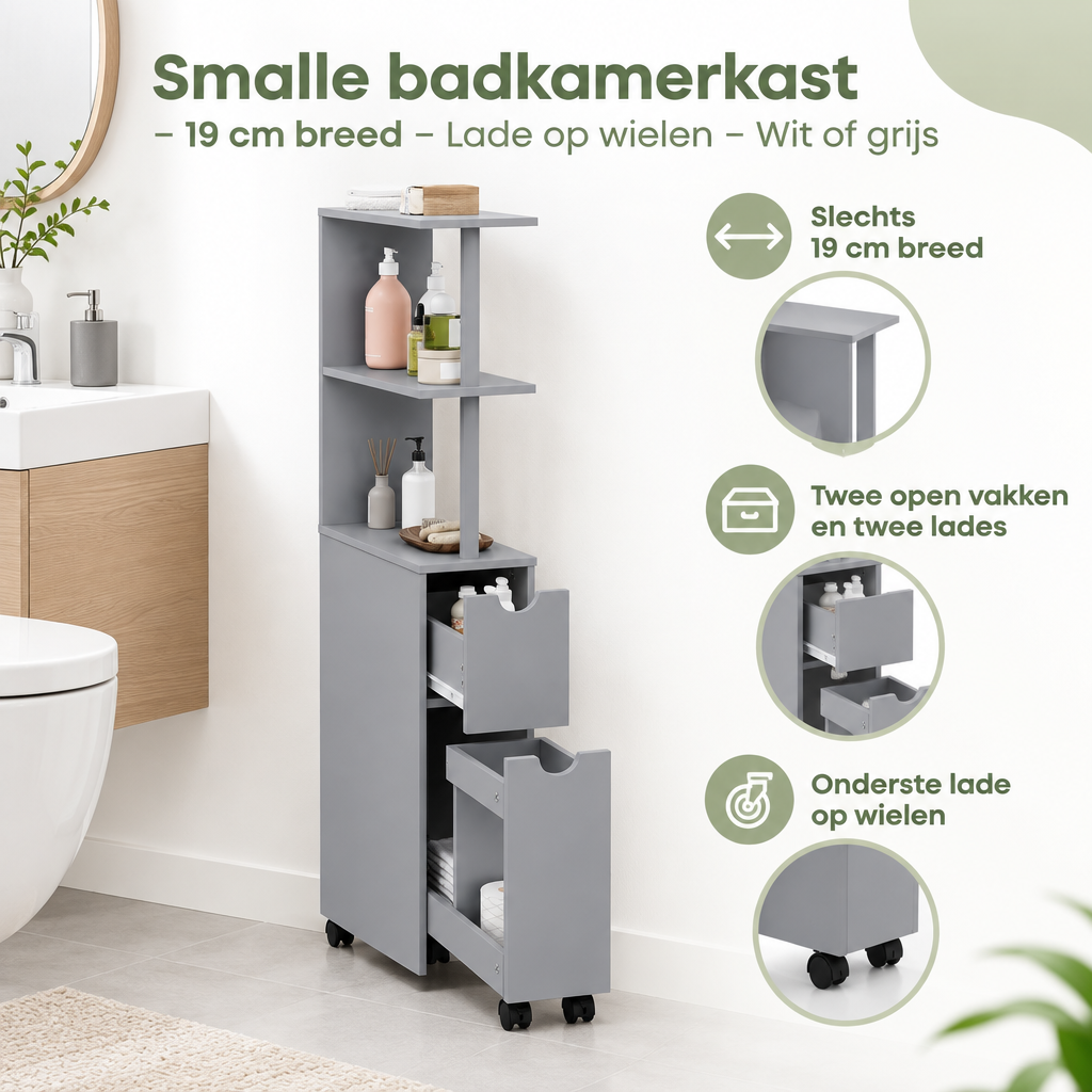 Belangrijkste voordelen en eigenschappen van smalle badkamerkast