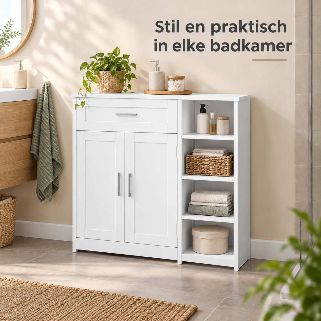 staande badkamerkast in gebruik in een passende praktijksituatie