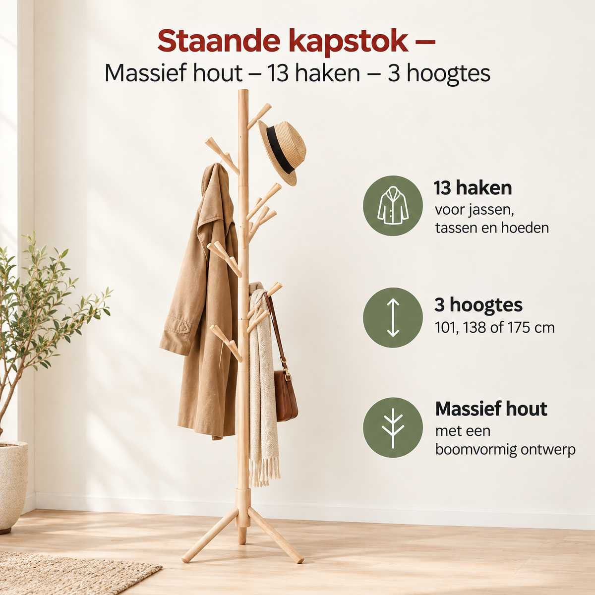 Belangrijkste voordelen en eigenschappen van staande kapstok