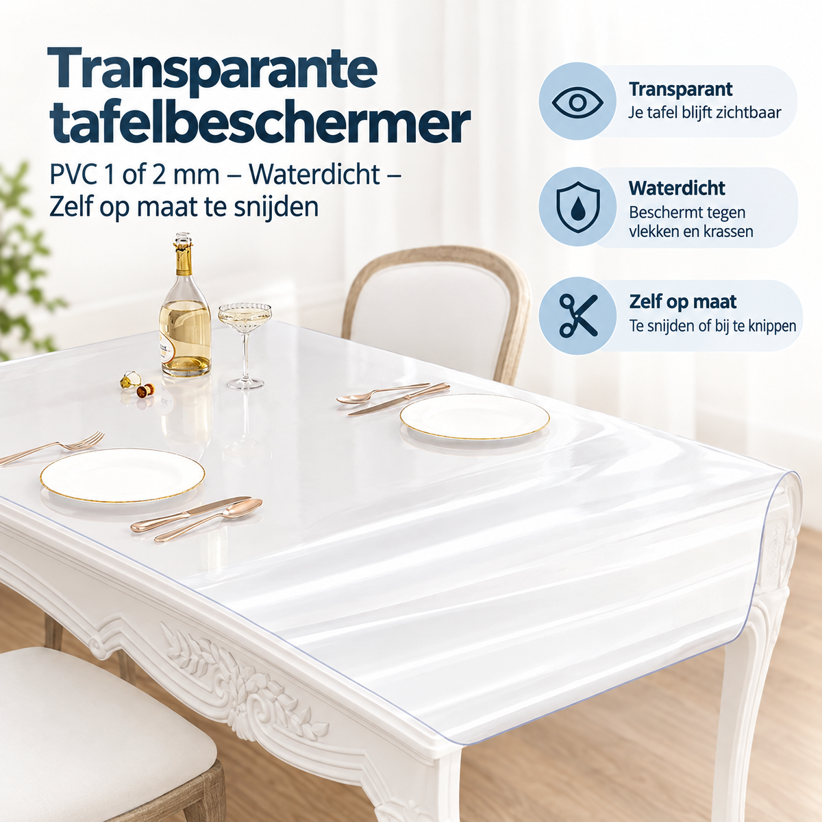 Praktische toepassing en keuzehulp voor transparante tafelbeschermer