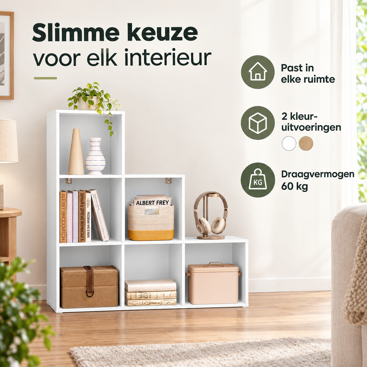 Praktische toepassing en keuzehulp voor trapvormige boekenkast