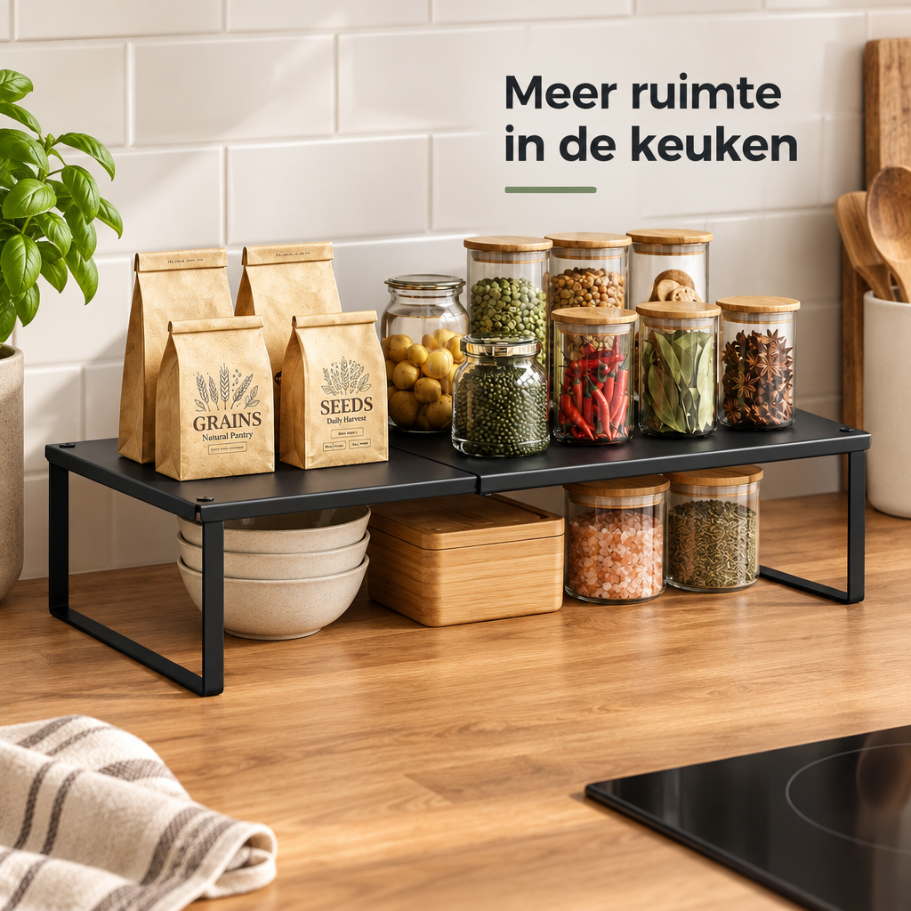 uitschuifbaar kruidenrek in gebruik in een passende praktijksituatie