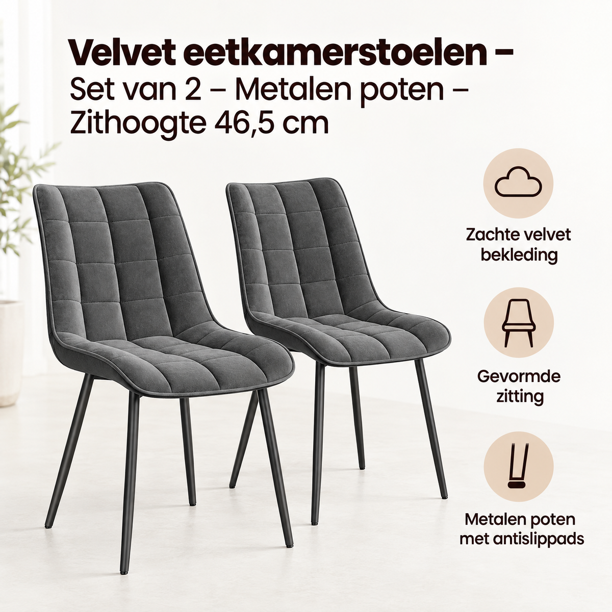 Belangrijkste voordelen en eigenschappen van velvet eetkamerstoelen
