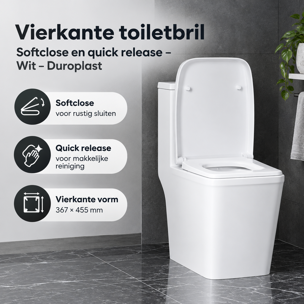 Praktische toepassing en keuzehulp voor vierkante toiletbril