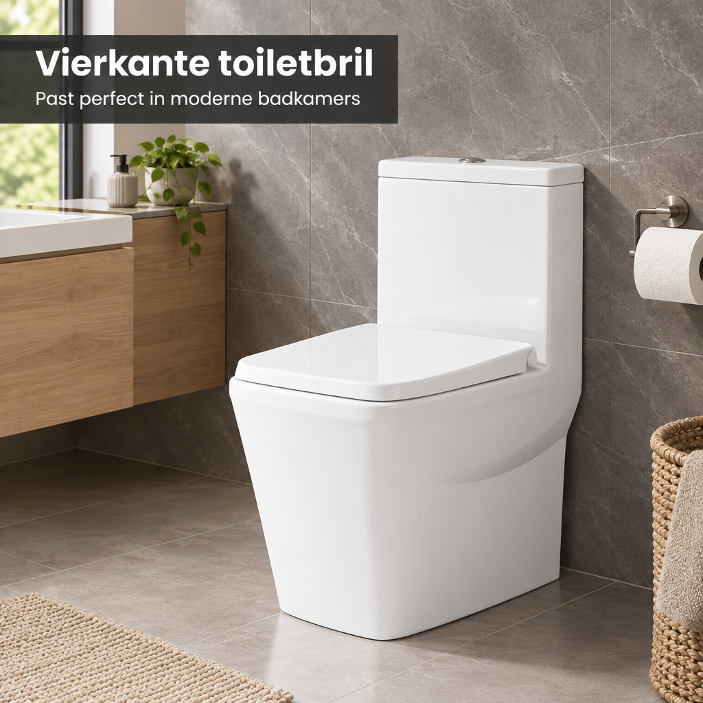 vierkante toiletbril in gebruik in een passende praktijksituatie