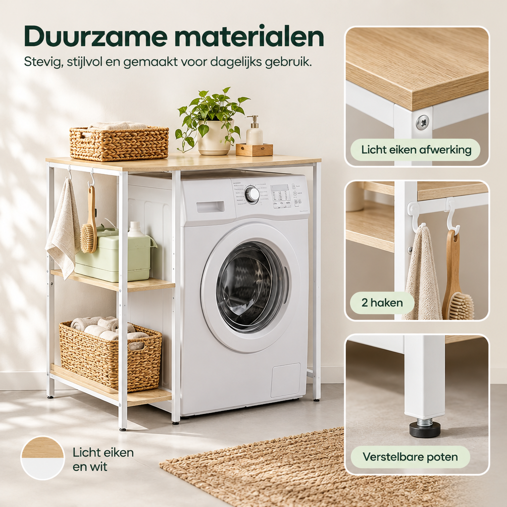 Detail van materiaal en afwerking van wasmachinerek