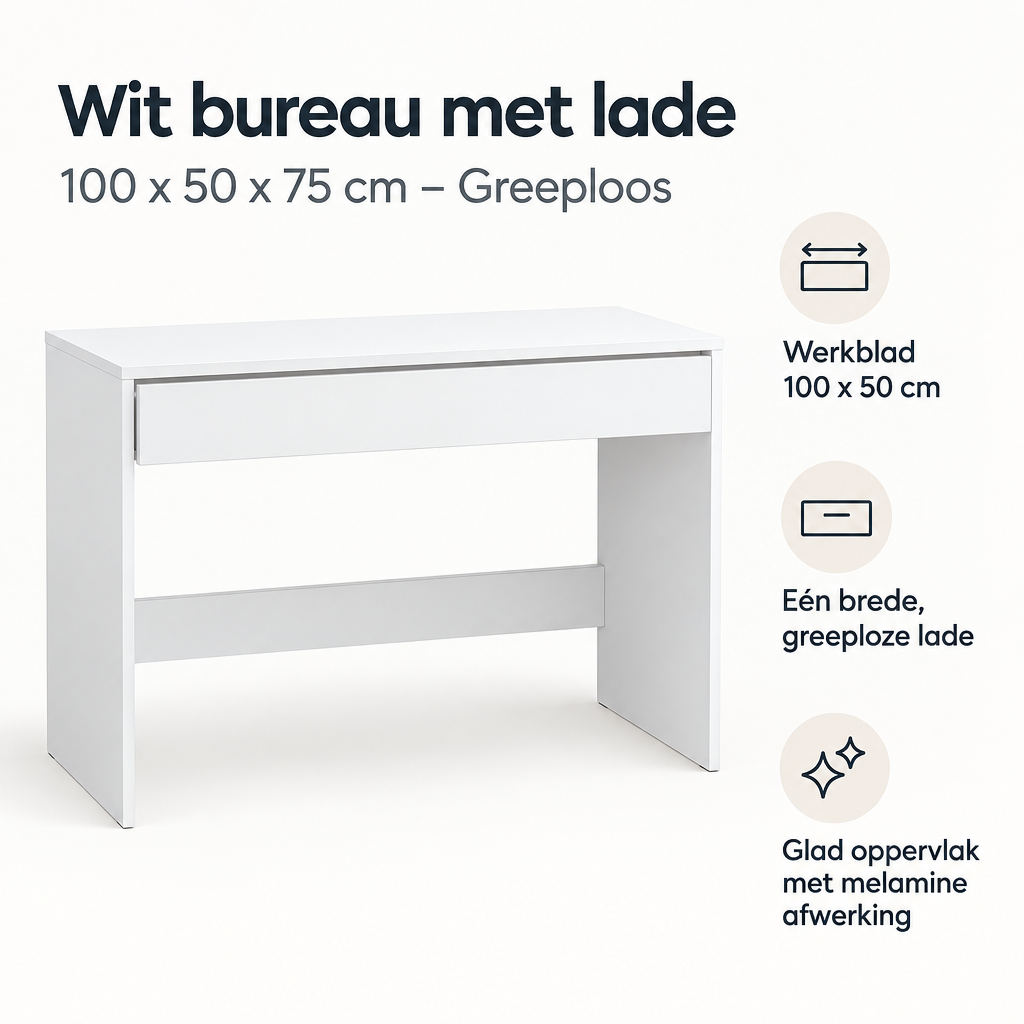 Belangrijkste voordelen en eigenschappen van wit bureau met lade