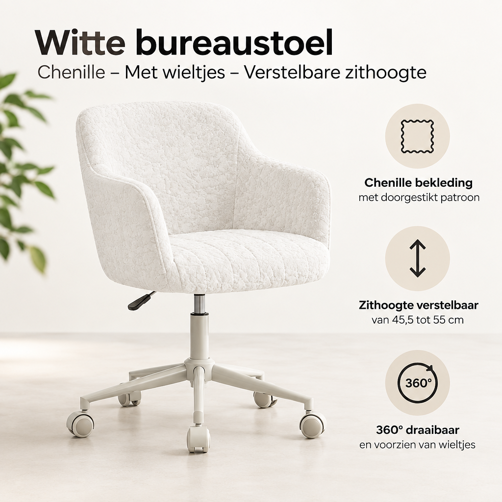Belangrijkste voordelen en eigenschappen van witte bureaustoel