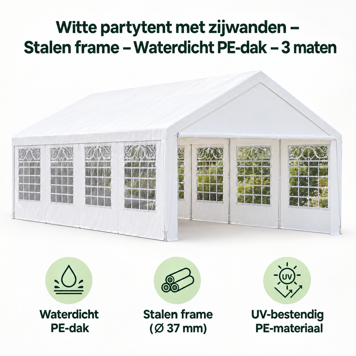 Belangrijkste voordelen en eigenschappen van witte partytent met zijwanden