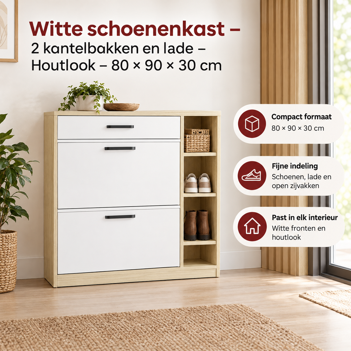 Praktische toepassing en keuzehulp voor witte schoenenkast
