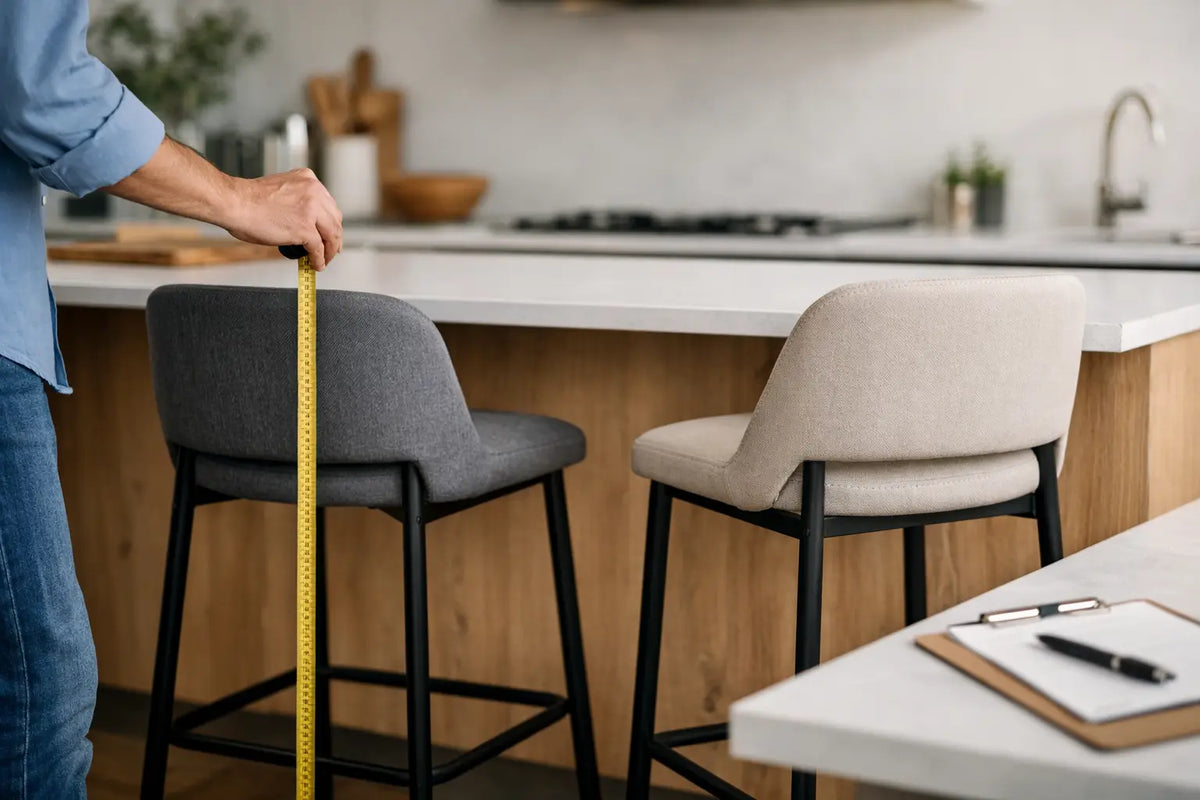 De juiste zithoogte van barstoelen meten