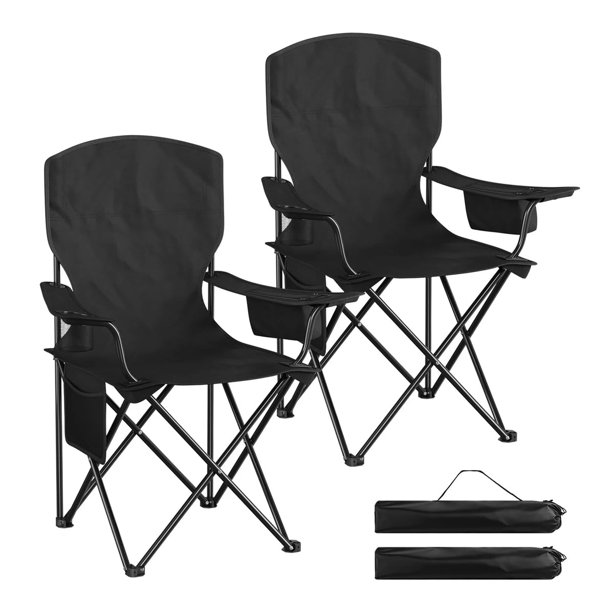 Opvouwbare campingstoelen – Set van 2 – Met bekerhouder en koelvak – Inclusief draagtassen