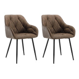 Eetkamerstoelen met armleuningen – Set van 2 – Metalen poten – Zithoogte 50,5 cm