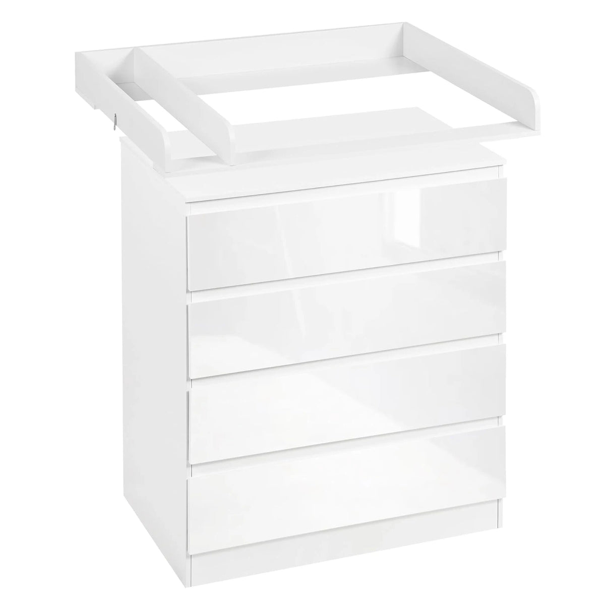 WOLTU 1SET White Changing Table with Removable Changing Mat 4 Drawers 80x75x109.2cm Baby Storage Unit for Children Room