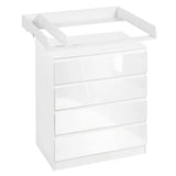 WOLTU 1SET White Changing Table with Removable Changing Mat 4 Drawers 80x75x109.2cm Baby Storage Unit for Children Room