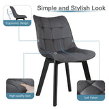 EUGAD 2PCS/SET Soft Velvet Dining Chairs with Backrest and Wooden Legs Upholstered Kitchen Chairs for Restaurant Living Room Bedroom Home