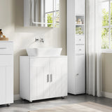 EUGAD White Bathroom Cabinet Under Sink 60x60x30cm Storage Cupboard with 2 Doors Shelves Vanity Unit with Adjustable Divider