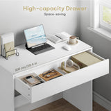 White Computer Table with 1 Drawer Storage 100x50x75cm PC Laptop Table Office Desk Workstation for Living Room Home Office Study