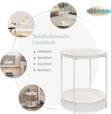 WOLTU Round Coffee Table Metal Side Table with Storage Space 2 Removable Trays Bedside Table for Living Room Bedroom Decor