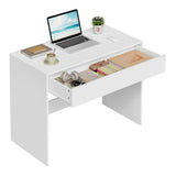 White Computer Table with 1 Drawer Storage 100x50x75cm PC Laptop Table Office Desk Workstation for Living Room Home Office Study
