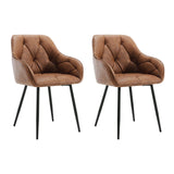 Eetkamerstoelen met armleuningen – Set van 2 – Metalen poten – Zithoogte 50,5 cm