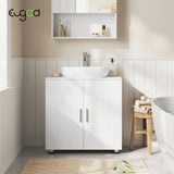 EUGAD White Bathroom Cabinet Under Sink 60x60x30cm Storage Cupboard with 2 Doors Shelves Vanity Unit with Adjustable Divider