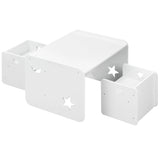 Kindertafel met 2 stoelen – Multifunctioneel – Wit – Ster- en maanuitsparingen