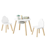 WOLTU Children's Table with 2 Chairs Cloud Backrest Solid Wood Legs for Toddlers Preschoolers Reading Food Storage