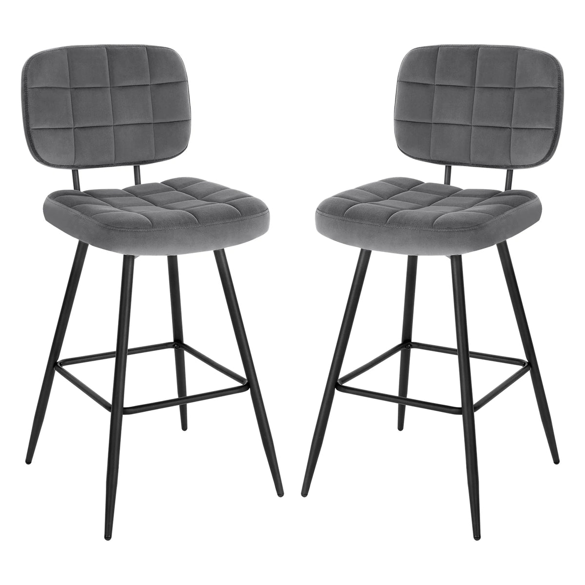 Barkrukken set van 2 – Fluweel met rugleuning – Zithoogte 68,5 cm