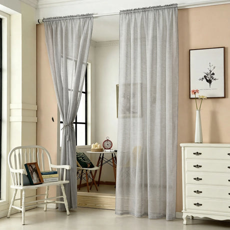 Set van 2 vitrages gordijnen in linnenlook van BukkitBow, 140x175 cm, lichte en semi-transparante raamdecoratie