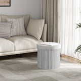 WOLTU Velvet Footstool Round Ottoman MDF Foldable Storage Stool with Creative Storage Box Removable Padded Lid for Living Room