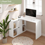 EUGAD L-Shape Computer Office Desk with Shelves Bookcase 118x100x75cm Corner Work Study Writing Table