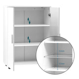 EUGAD White Bathroom Cabinet with Adjustable Shelves 2 Doors 3 Compartments Storage Cupboard Free Standing Entryway Cabinet