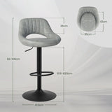 Eugad 2PCs/SET Height-Adjustable Faux Leather Bar Stools with Backrest 360° Rotatable Swivel Lifting Kitchen Bistro Stool Home Decor