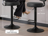 WOLTU 2PCS Kitchen High Stools Height Adjustable Counter Stools 360° Rotatable Bar Stools with Backrest and Footrest Stools for Kitchen Bar Restaurant