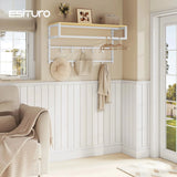Coat Rack Wall Mounted Towel Rack with Shelf Clothes Rail with 10 Hooks for Bathroom Kitchen Home Storage Organizer 80x30x41cm