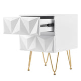 EUGAD 1PC White Bedside Table with 2/3 Drawers 3D Effect Nightstand Storage Cabinet Organizer for Bedroom Living Room Home Decor