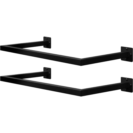 Set van 2 zwarte wandkledingroedes voor kleding, 64, 94 of 114 cm, ideaal voor garderobe of kledingkast, van BukkitBow