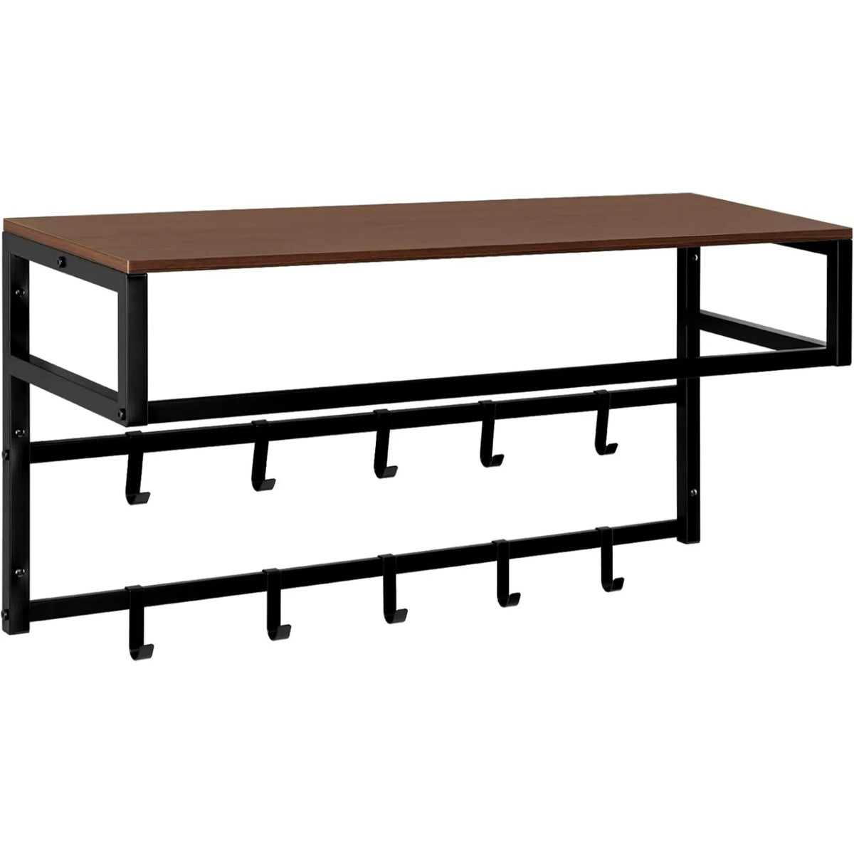 Coat Rack Wall Mounted Towel Rack with Shelf Clothes Rail with 10 Hooks for Bathroom Kitchen Home Storage Organizer 80x30x41cm