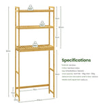 EUGAD Bamboo Bathroom Shelf Washing Machine Unit Over Toilet Shelf with 3 Adjustable Shelves Narrow Bathroom Cabinet for Bathroom Laundry Room