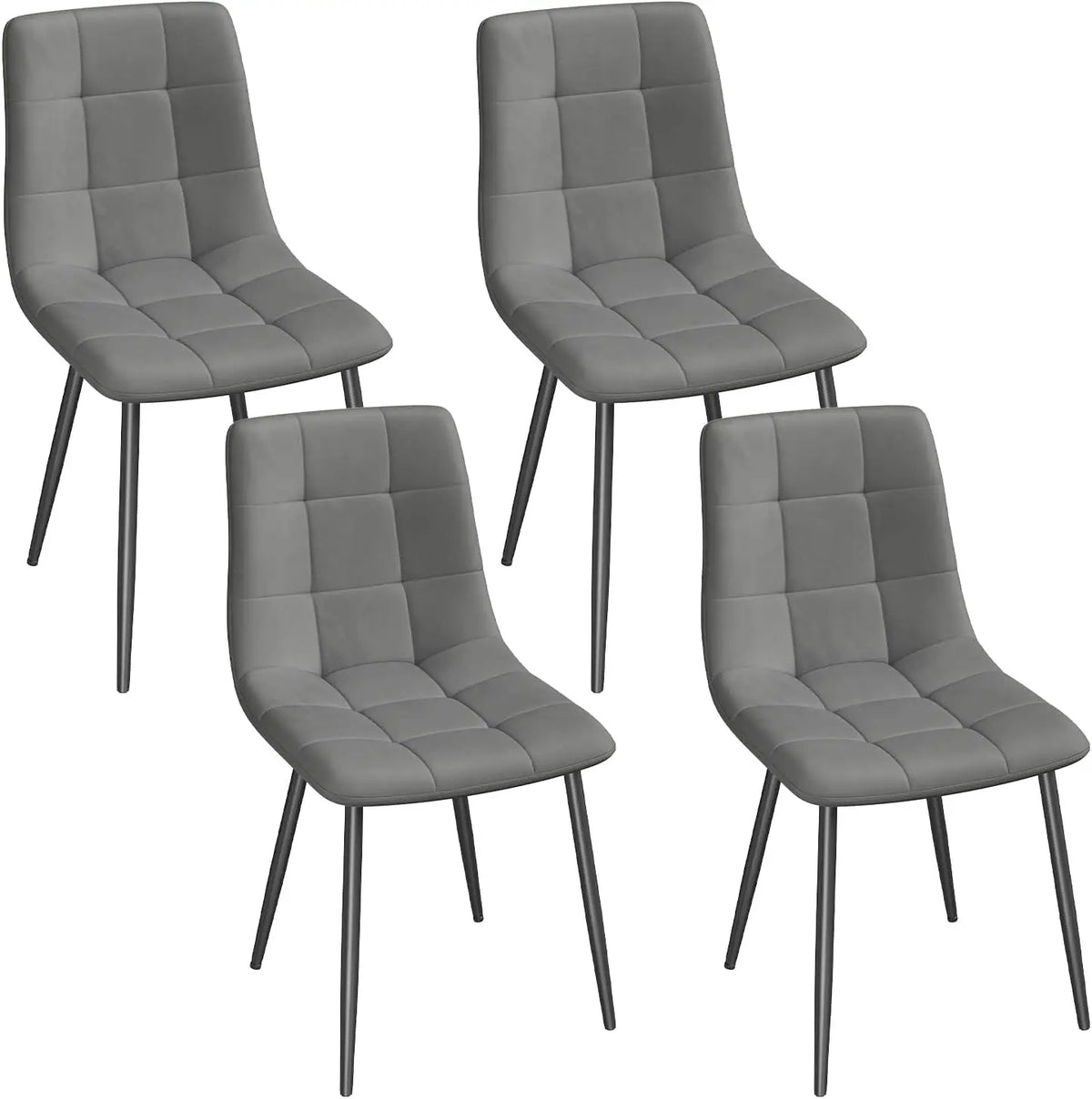 Eetkamerstoelen set van 4 – Fluwelen bekleding – Metalen poten