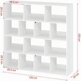 Cube Bookcase Storage Shelf with 14 Compartments Space Saving for Living Room Study Office 120 X 30 X 120 cm