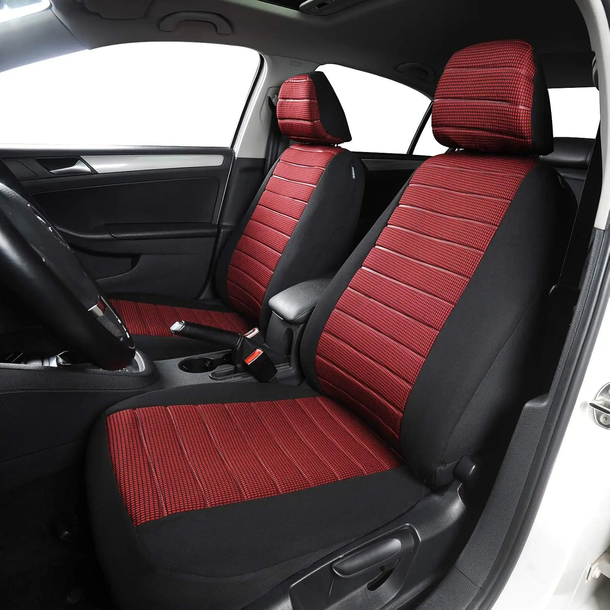 2PCS Universal Car Seat Covers Polyester Seat Protector with Headrest Airbag Protective for Car