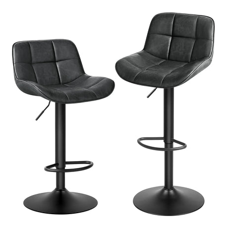 Verstelbare draaibare barkruk met rugleuning, zithoogte 60-81,5 cm, in zwart en houtlook, van BukkitBow