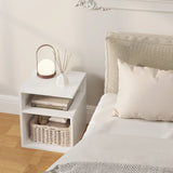 EUGAD 2PCS/SET White Bedside Tables Nightstand with 2 Open Compartments Space-Saving for Bedroom Living Room