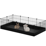 Konijnenren voor binnen – Met bodemmat en deurtje – 140 × 71 × 37 cm – Zwart