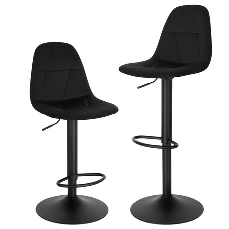 Set van 2 velvet barkrukken met rugleuning, draaibaar en verstelbaar in hoogte van 60-81 cm, door BukkitBow.