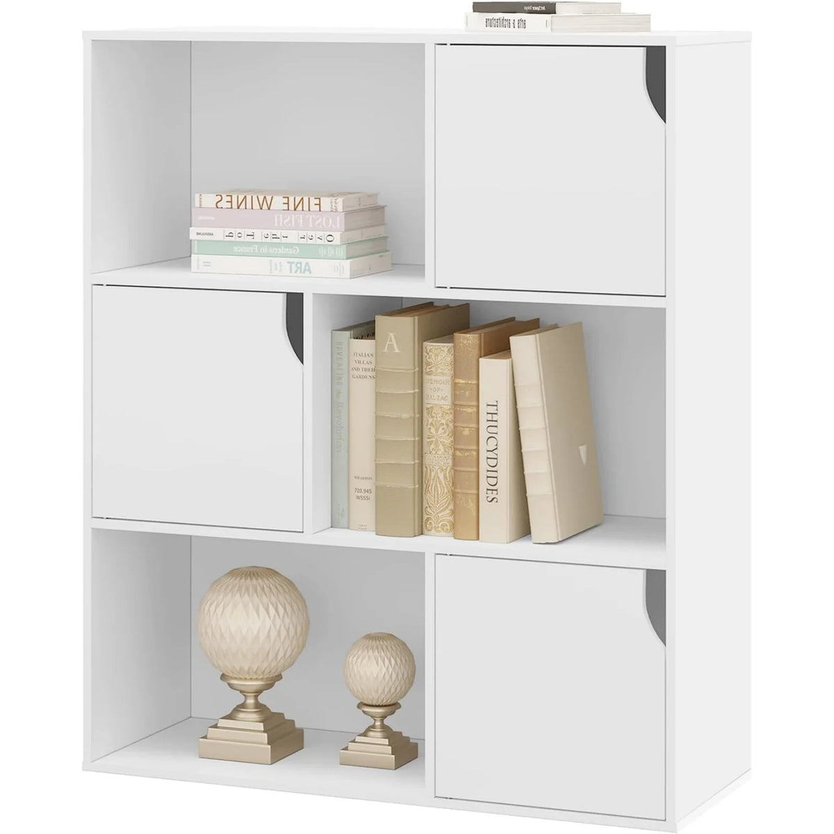White/Light Oak Bookcase Bookshelf Standing Shelf with 6 Cubes Storage Organizer for Room Divider Office Study Living Room